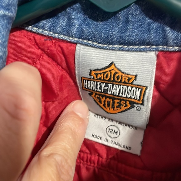 Harley Davidson lined snap closure Jean jacket size 12 months - Picture 2 of 7